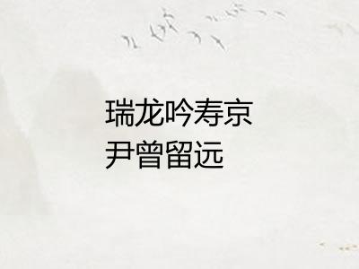 瑞龙吟寿京尹曾留远