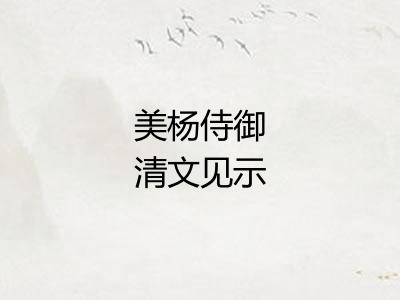 美杨侍御清文见示