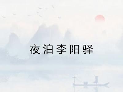 夜泊李阳驿