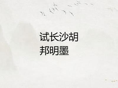 试长沙胡邦明墨