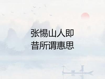 张惕山人即昔所谓惠思师也余旧识之于京师忽